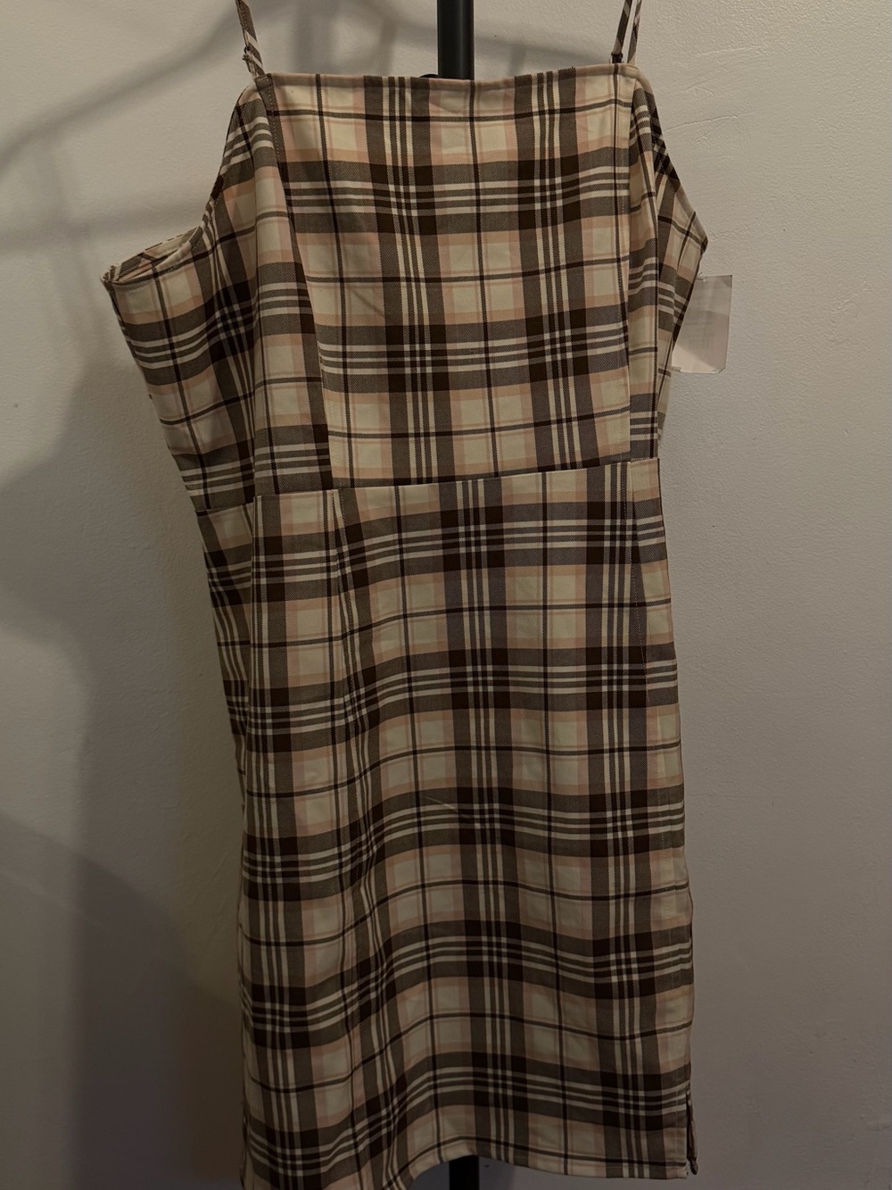 bp Plaid Midi Slip Dress in Cream and Brown
